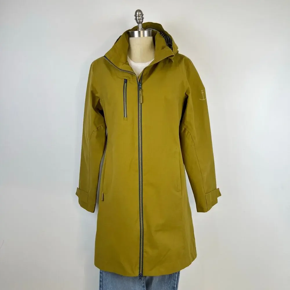 Seasalt Cornwall RAIN Coverack Waterproof Yellow Green Pear Rain Coat Jacket (8) - Picture 12 of 16